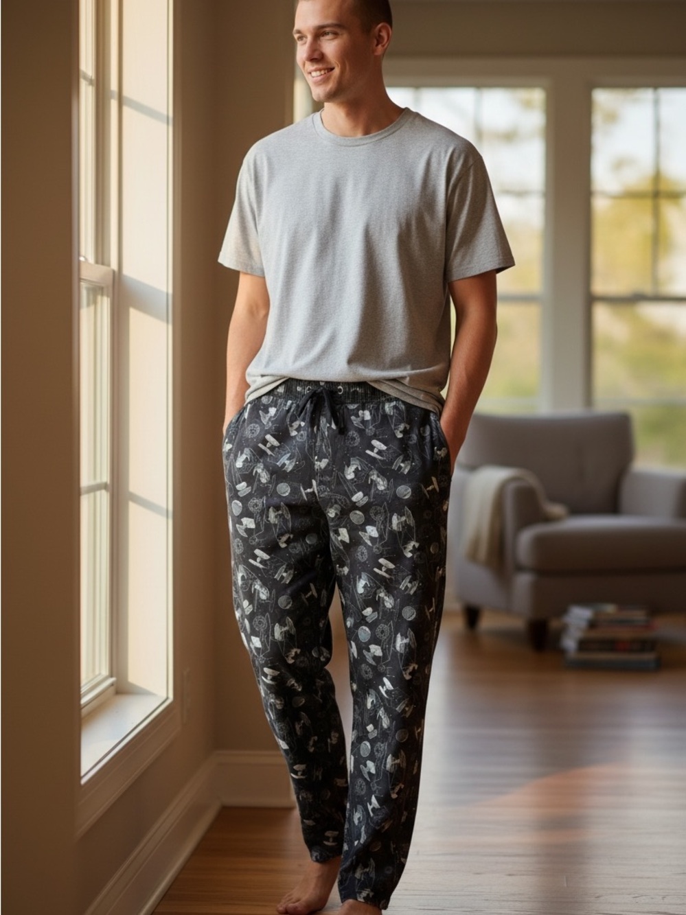 Men's Disney Parks Black Star Wars Lounge Pants - Casual Drawstring Fit